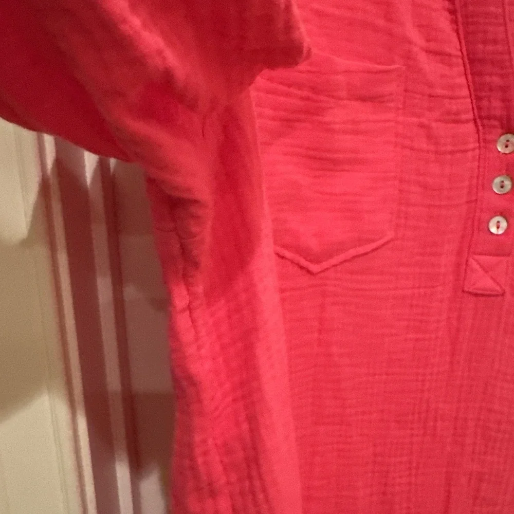 Mote Hot Pink‎ Gauzy Cotton Tunic Top Shirt XXL Lagenlook Resort Breathable